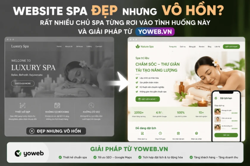 Website Spa Đẹp Nhưng Vô Hồn? Rất Nhiều Chủ Spa Từng Rơi Vào Tình Huống Này Và Giải Pháp Từ Yoweb.vn