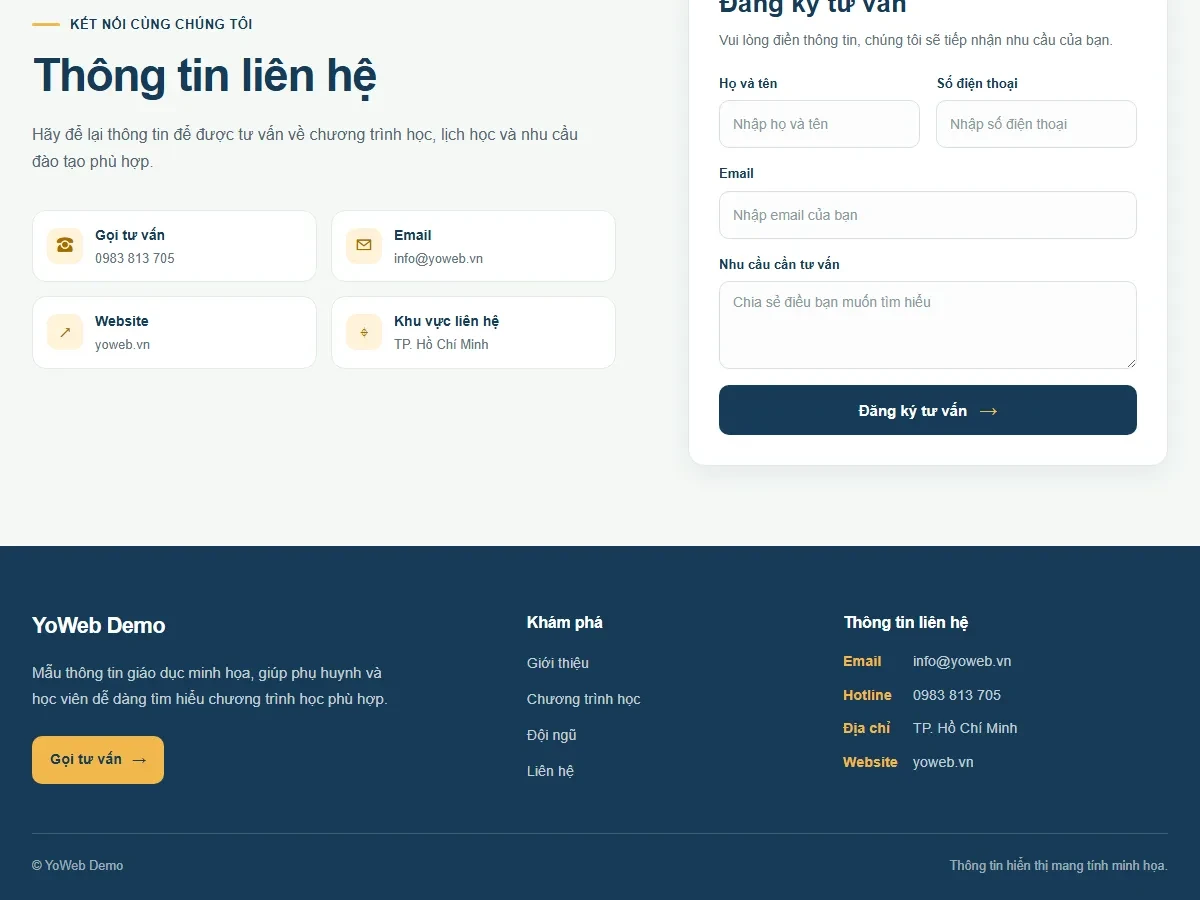 Mẫu website Giáo Dục & Đào Tạo - Lớp Học Khơi Mở