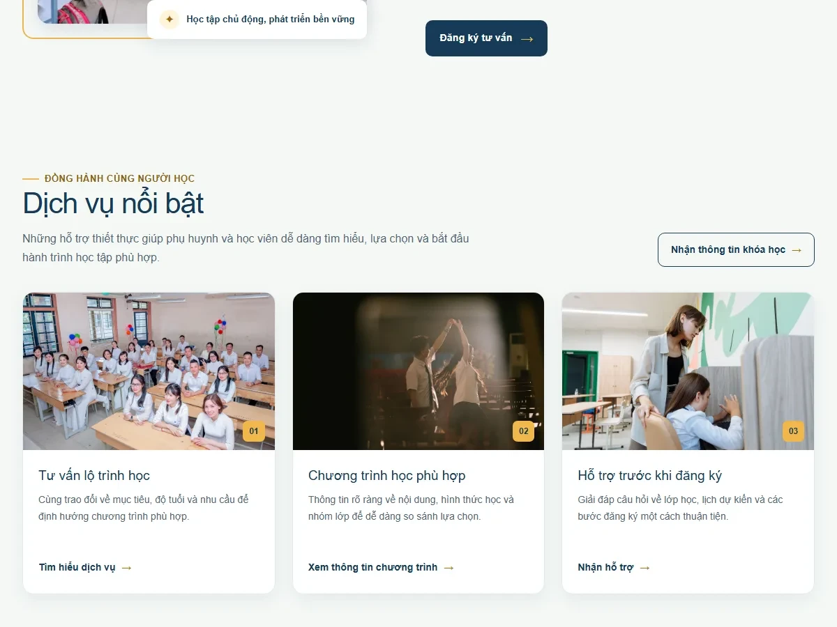 Mẫu website Giáo Dục & Đào Tạo - Lớp Học Khơi Mở