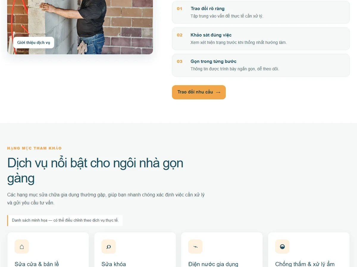 Mẫu website Dịch Vụ & Đời Sống - Nhà Gọn, Việc Nhanh