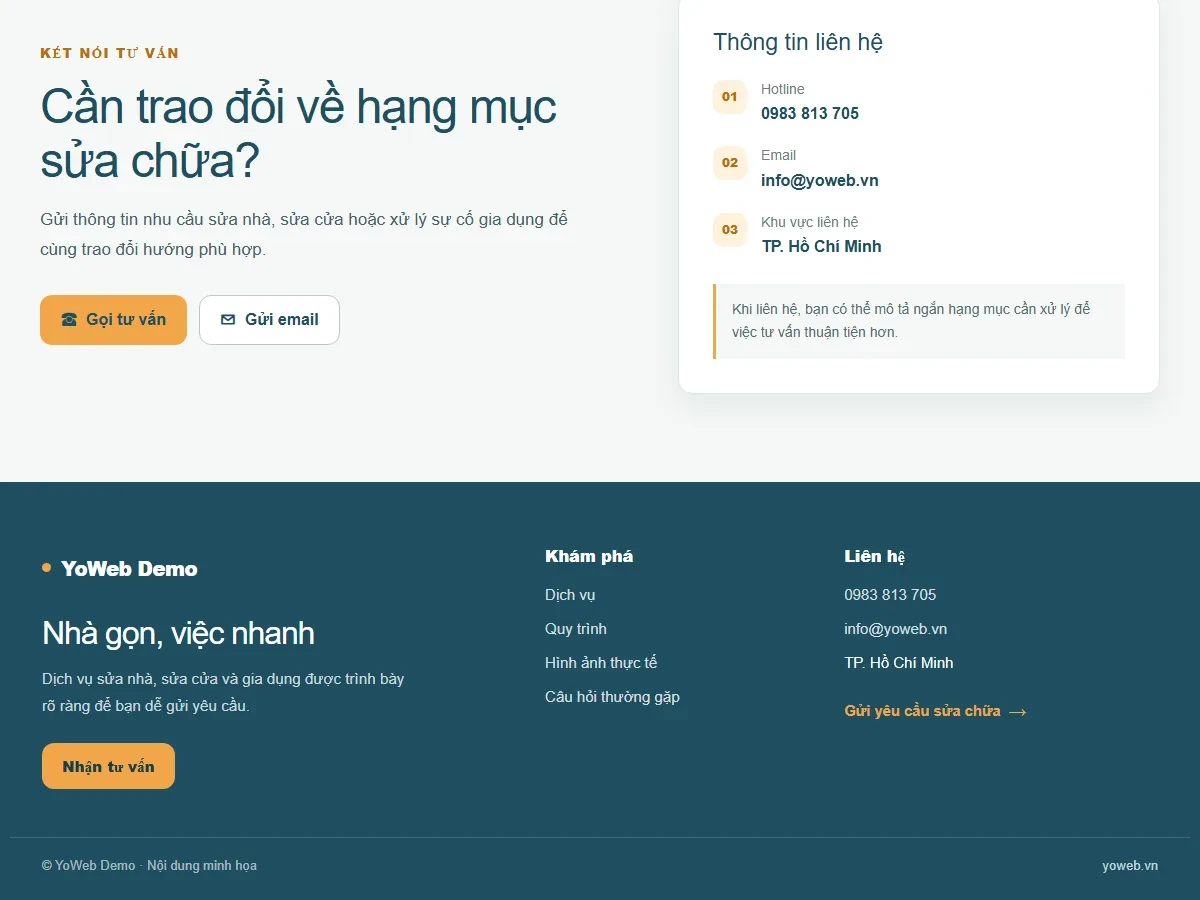 Mẫu website Dịch Vụ & Đời Sống - Nhà Gọn, Việc Nhanh