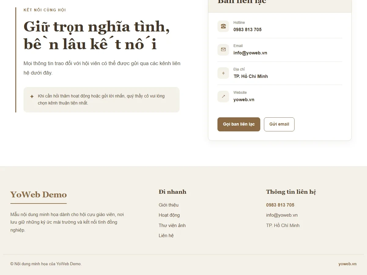 Mẫu website Hội cựu giáo viên - Nếp Trường Thân Tình