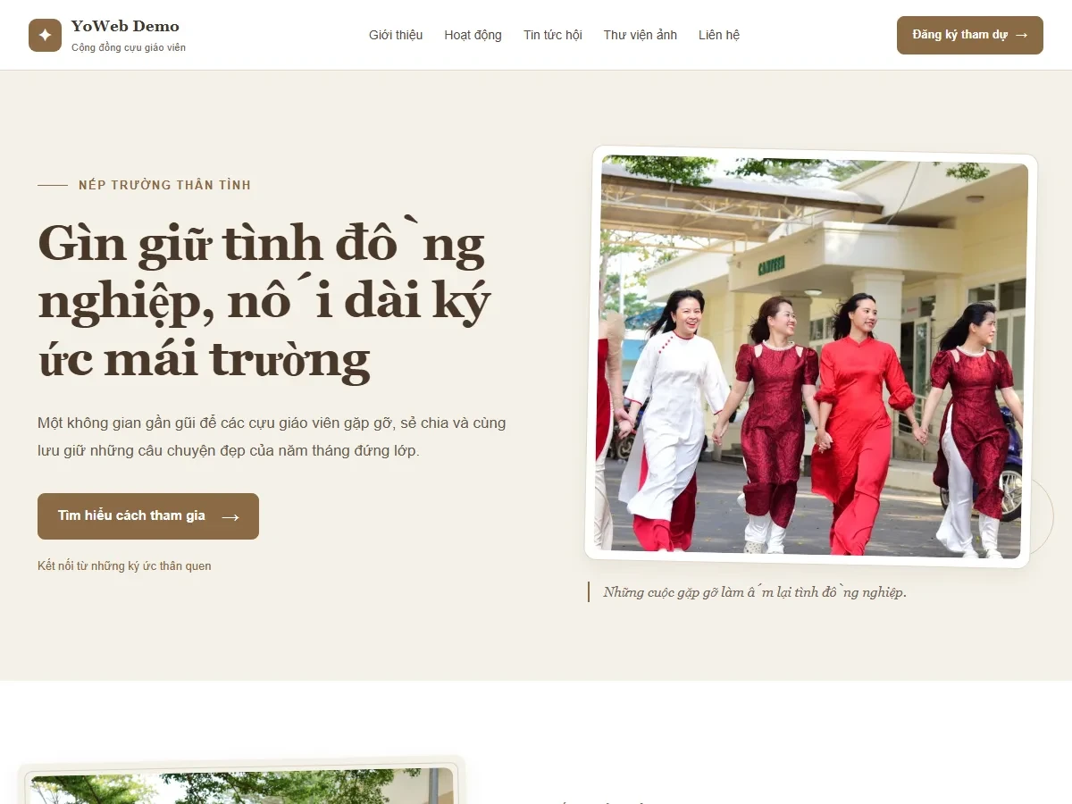 Mẫu thiết kế website Hội cựu giáo viên - Nếp Trường Thân Tình