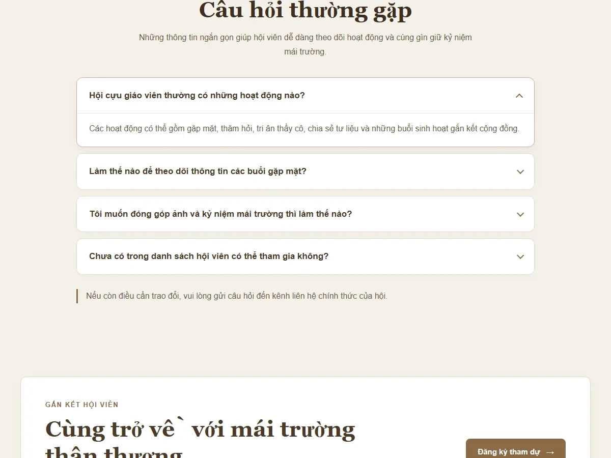 Mẫu website Hội cựu giáo viên - Nếp Trường Thân Tình