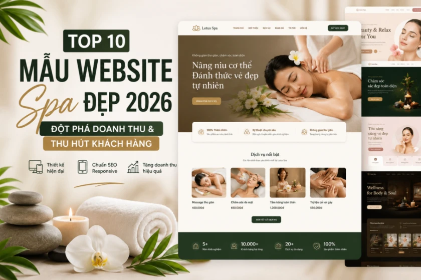 Top 10 Mẫu Website Spa Đẹp 2026 Đột Phá Doanh Thu & Thu Hút Khách Hàng